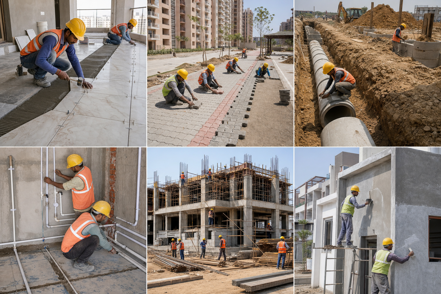 Civil construction work collage
